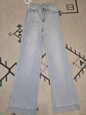 Boutique Wide Leg High Rise Light Wash Jeans Size 1 U Los Angeles NWT